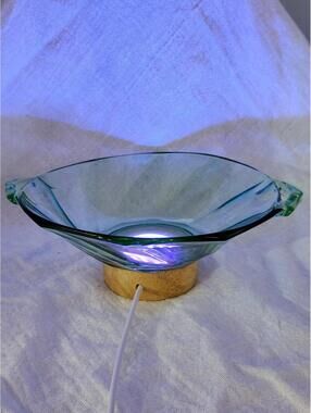 Vintage Green Vaseline Uranium Anchor Hocking Forest Green Glass Bowl H2